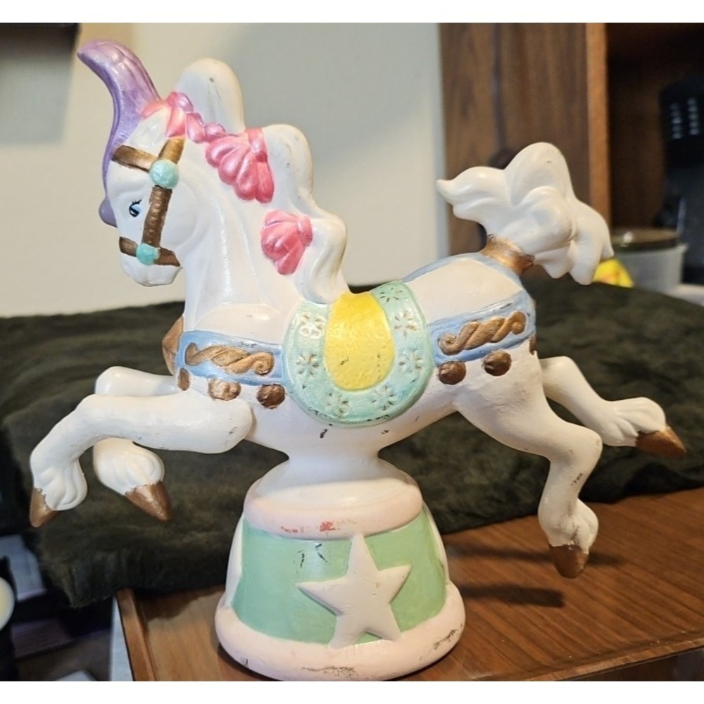 Carousel Horse attached to stand, Ceramic unmarked